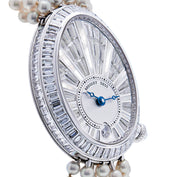 Breguet Reine de Naples 8939BB White Gold Baguette Diamonds Pearl Bracelet