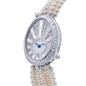 Breguet Reine de Naples White Gold Baguette Diamonds Pearl Bracelet Wrist Aficionado