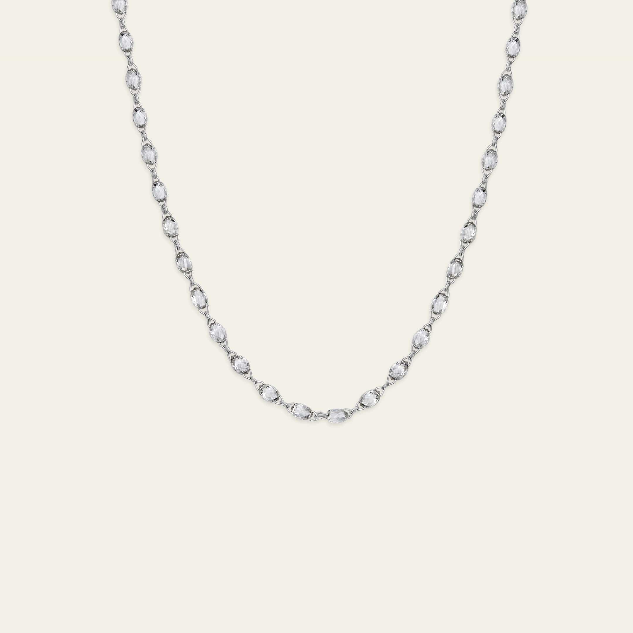 Briolette Diamond Chain Necklace in White Gold