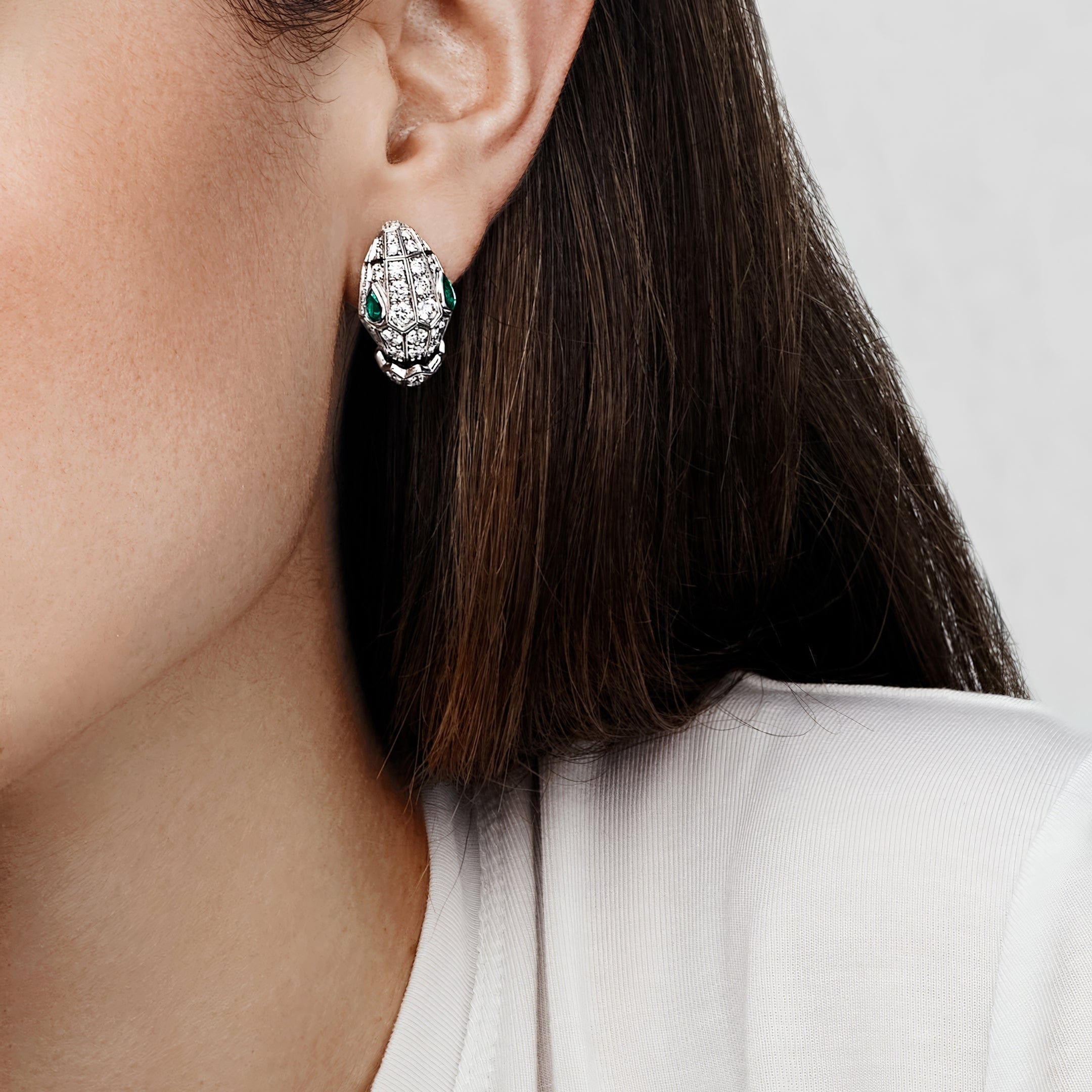 Bvlgari Serpenti Earrings 354702 | Emerald and Diamond Earrings