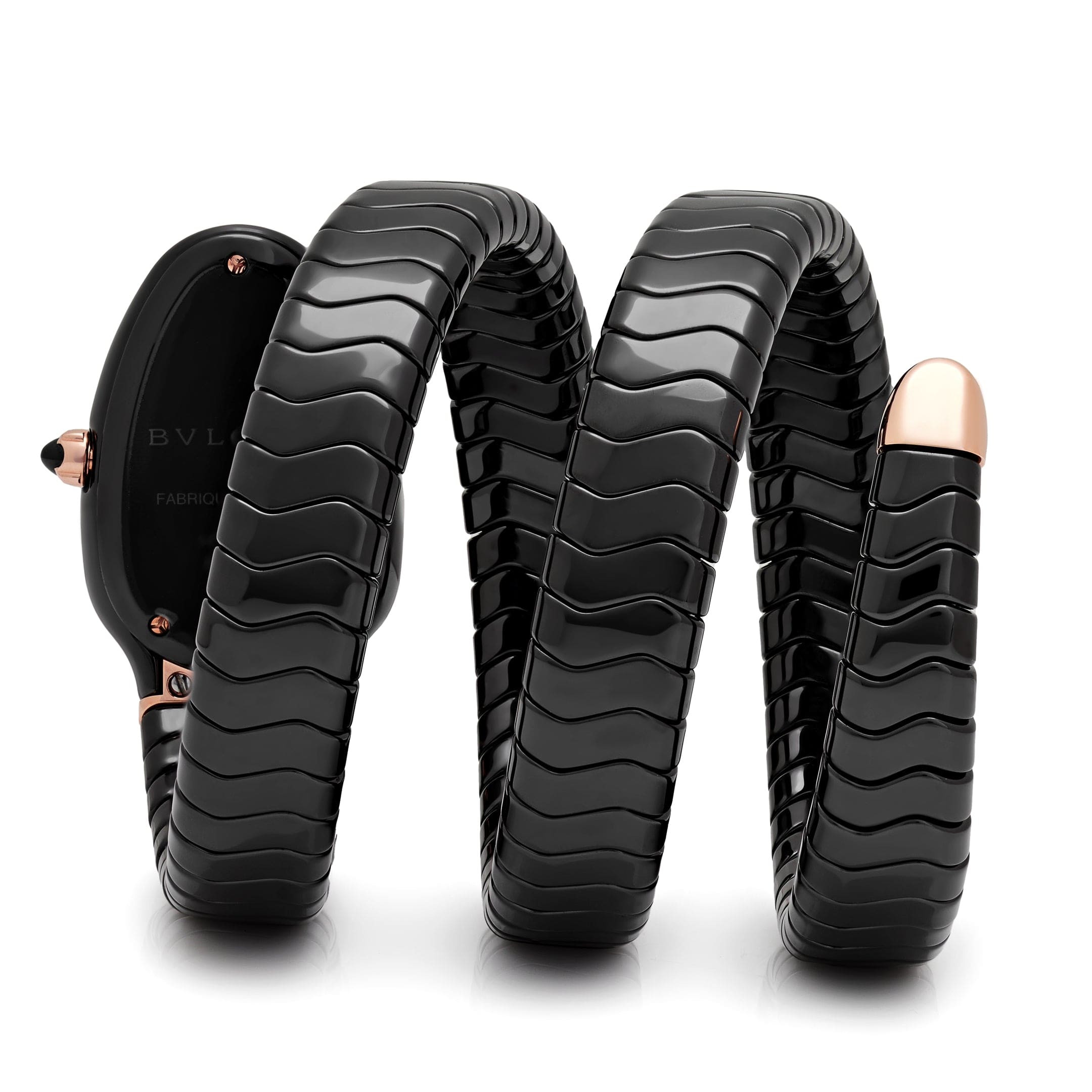 Bvlgari Serpenti Spiga Watch 102885 Black Ceramic and Rose Gold Black Lacquered Polished Dial (2025)