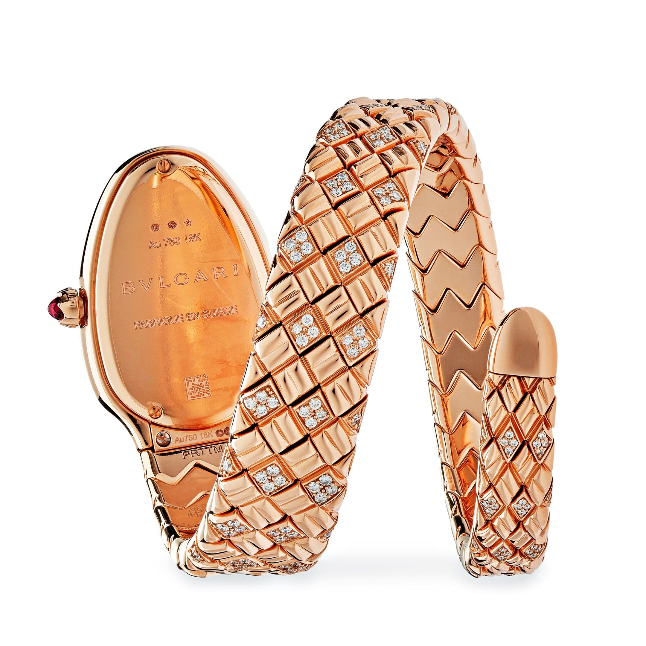 BVLGARI Serpenti Spiga Watch 103626 Rose Gold Malachite Dial Diamond