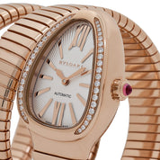 BVLGARI Serpenti Tubogas 103905 Rose Gold White Opaline Soleil Dial Diamond Bezel (2025)
