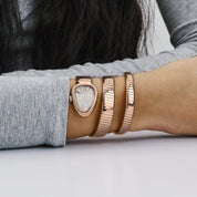 BVLGARI Serpenti Tubogas 103905 Rose Gold White Opaline Soleil Dial Diamond Bezel (2025)