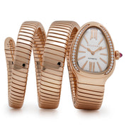 BVLGARI Serpenti Tubogas 103905 Rose Gold White Opaline Soleil Dial Diamond Bezel (2025)