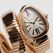 BVLGARI Serpenti Tubogas 103905 Rose Gold White Opaline Soleil Dial Diamond Bezel (2025)
