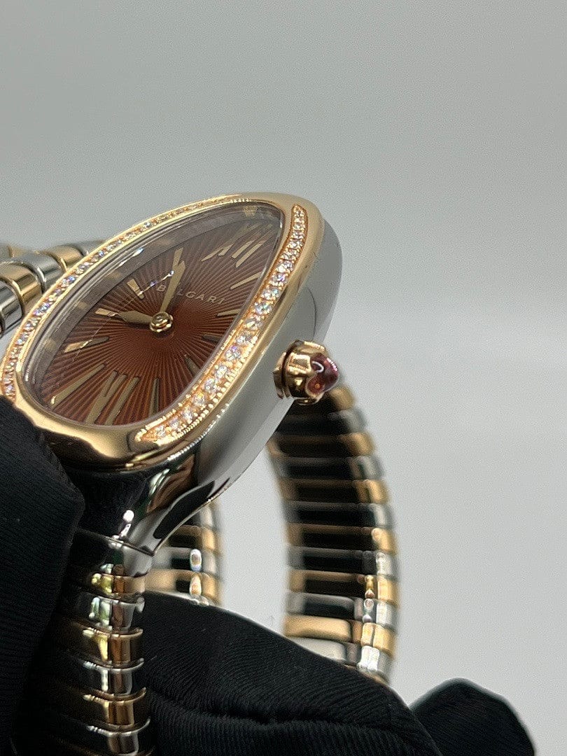 Luxury Watch Bvlgari Serpenti Tubogas 35mm Stainless Steel & Rose Gold 103070 Wrist Aficionado