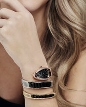 BVLGARI Serpenti Tubogas Watch 102948 Three-Tone Double Spiral Diamond Bezel