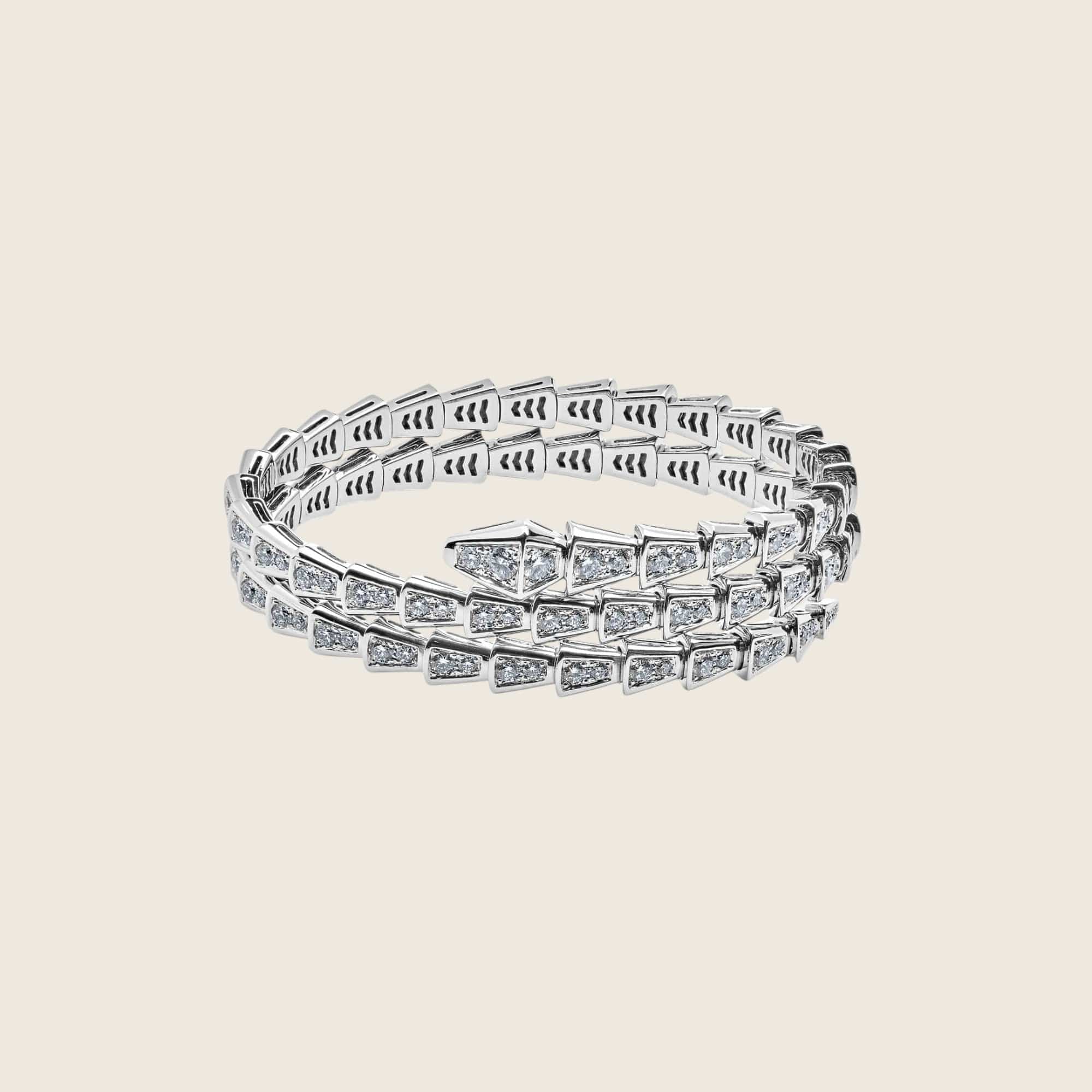 BVLGARI Serpenti Two-Coil Bracelet 18K White Gold Diamonds