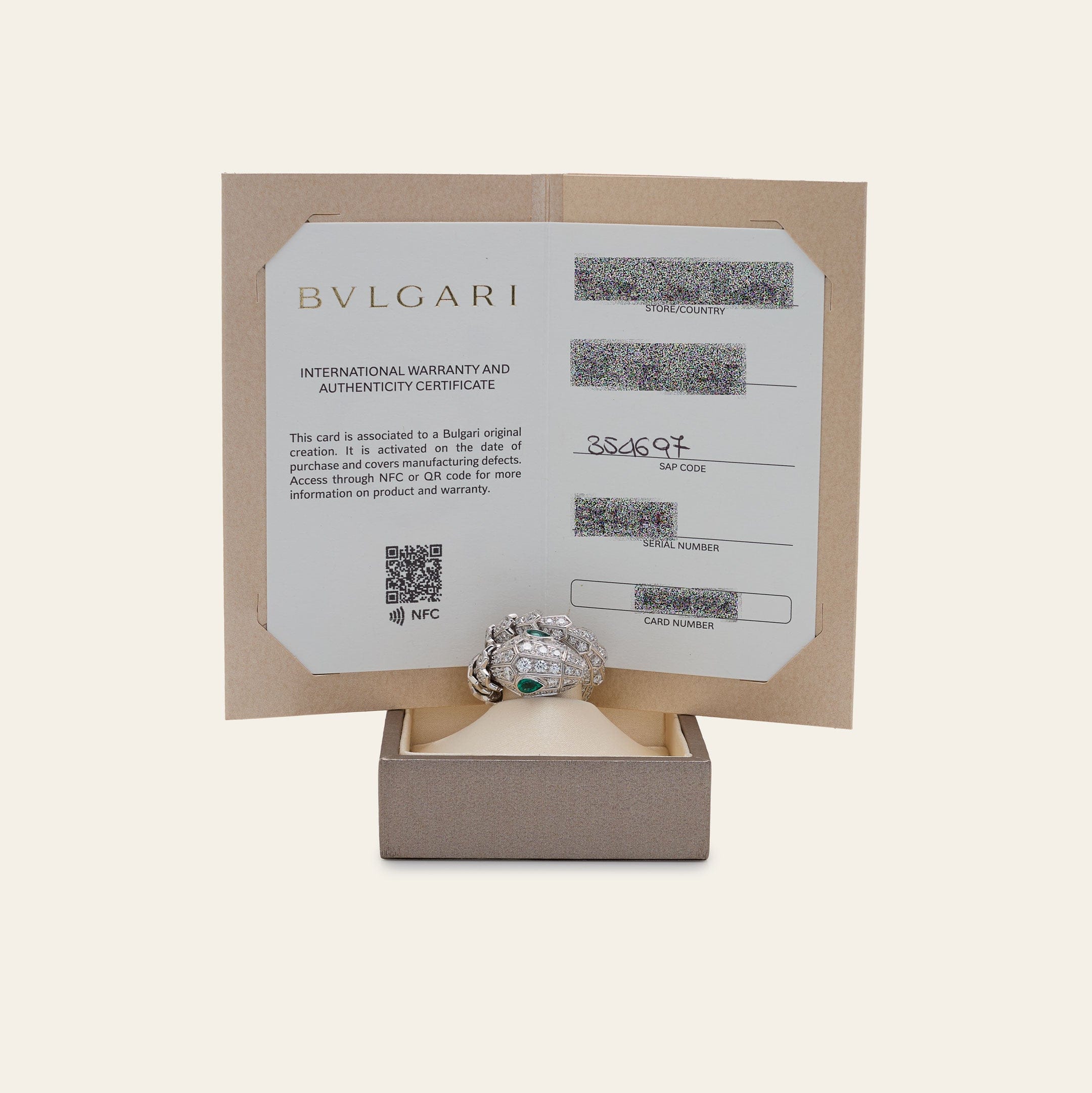 BVLGARI Serpenti Viper Ring White Gold Pavé Diamond 354697