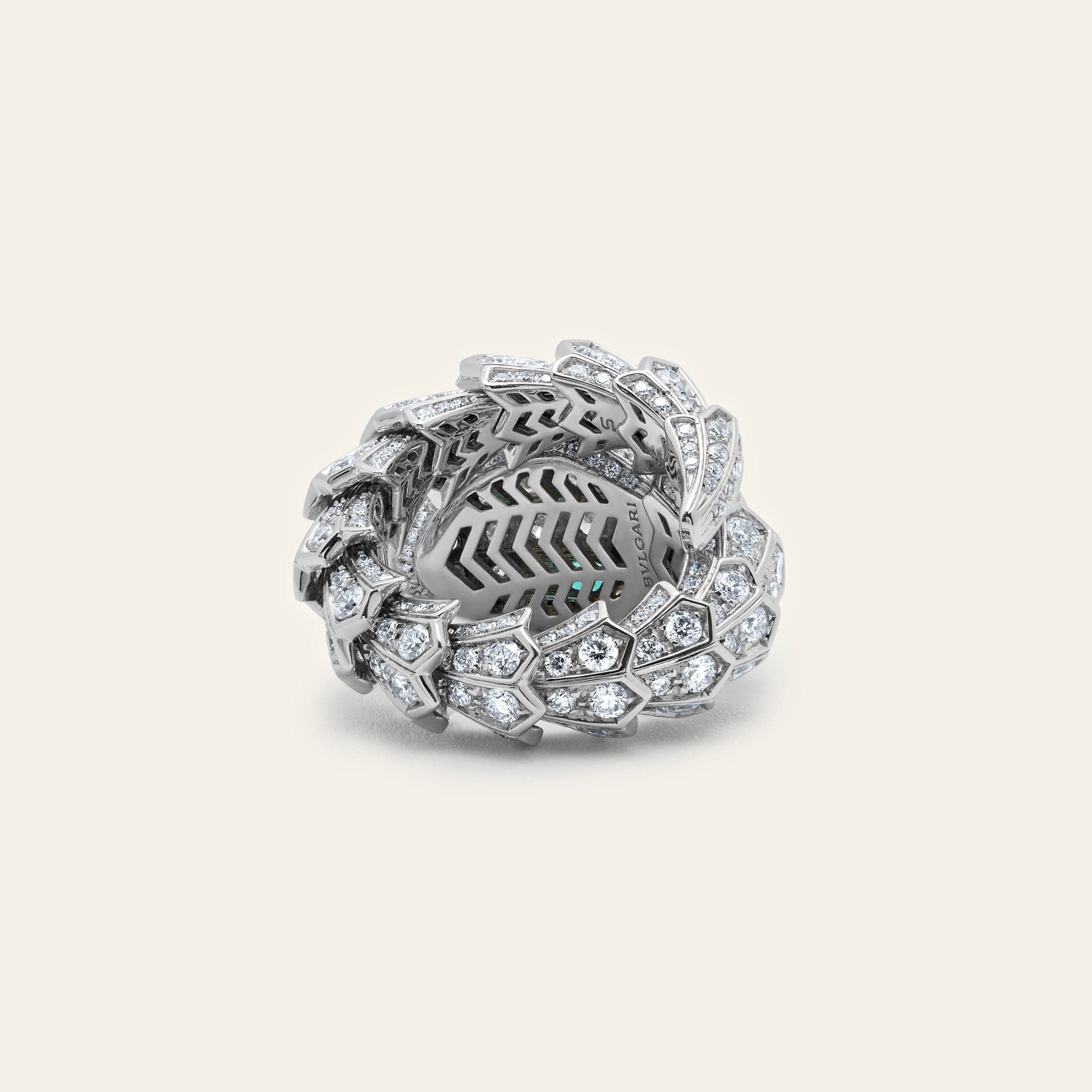 BVLGARI Serpenti Viper Ring White Gold Pavé Diamond 354697