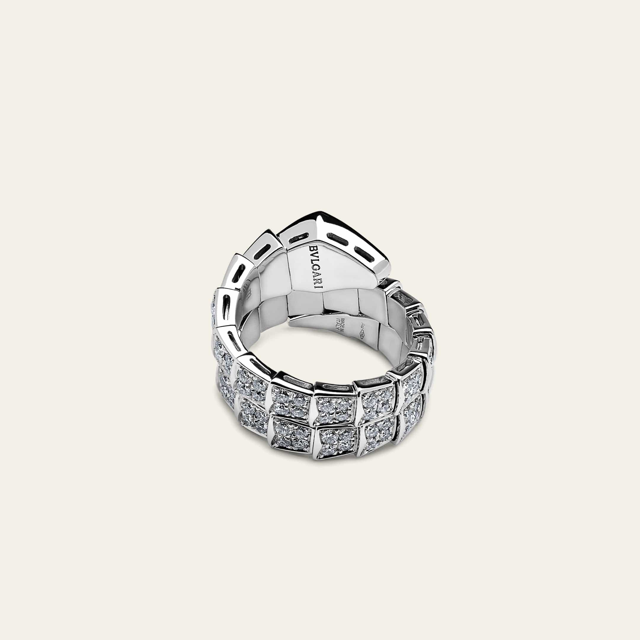 BVLGARI Serpenti Viper Two-Coil Ring White Gold Pavé Diamond 345228