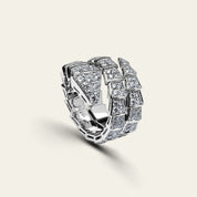 BVLGARI Serpenti Viper Two-Coil Ring White Gold Pavé Diamond 345228