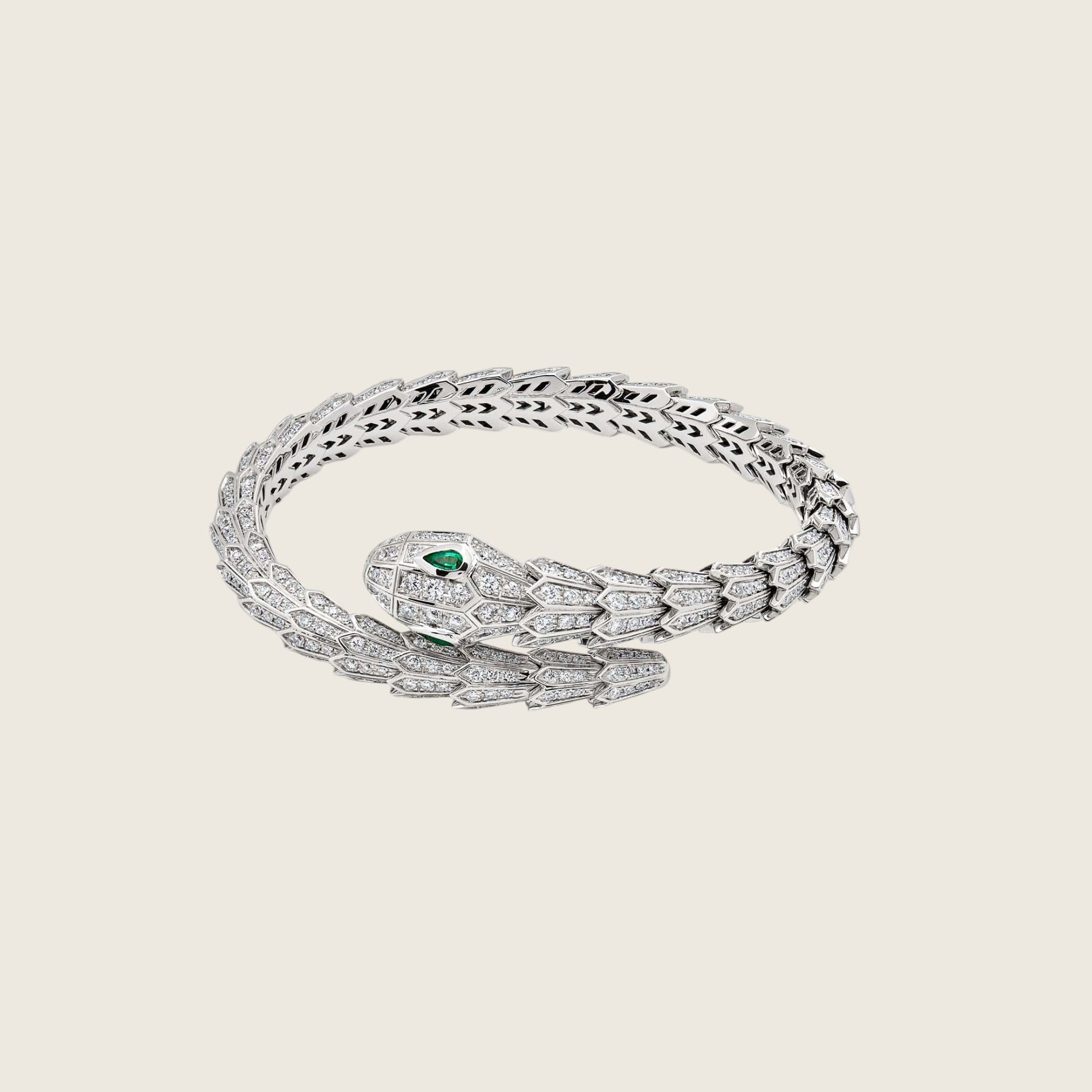 BVLGARI Serpenti White Gold Diamond and Emerald Bracelet 356903