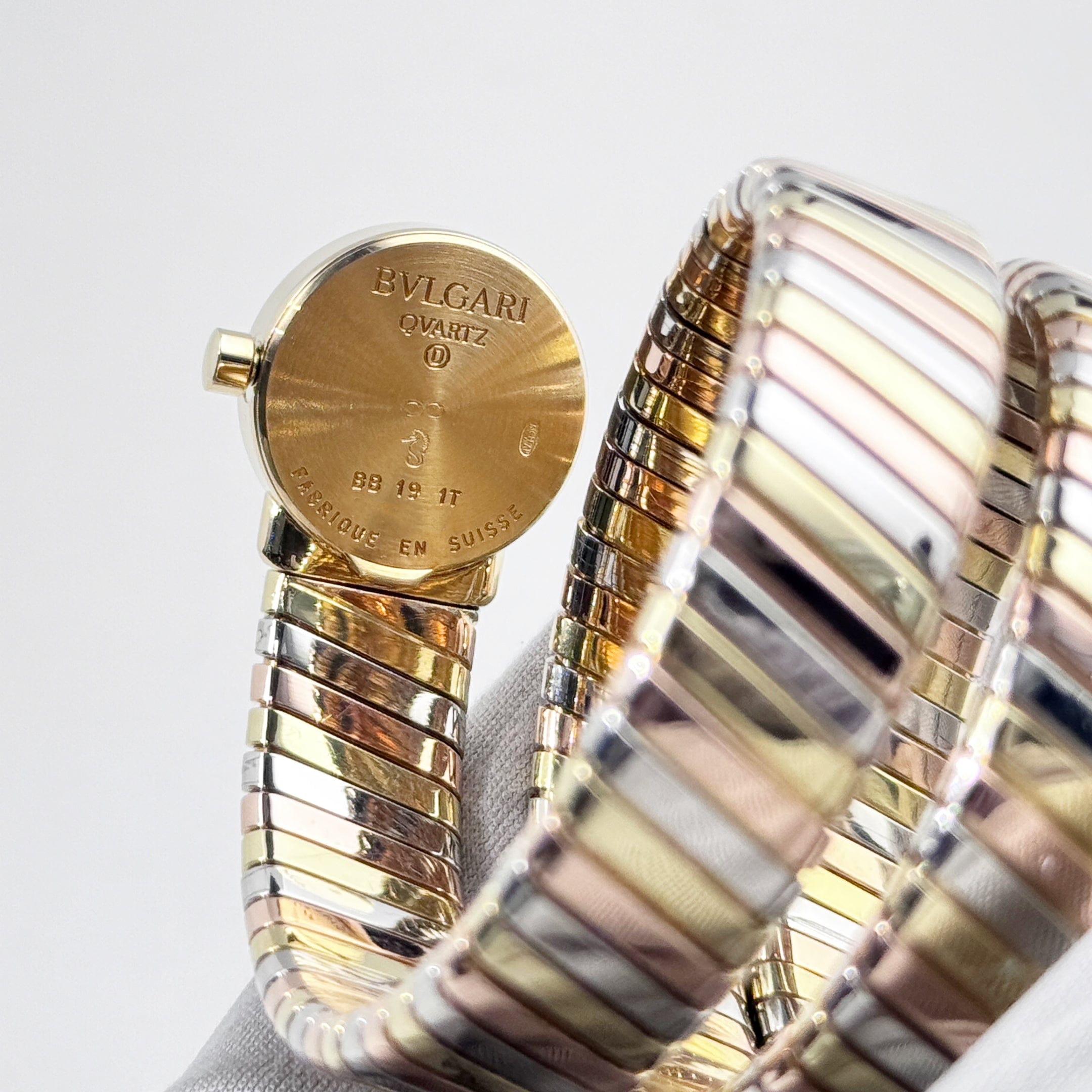 BVLGARI Tubogas BB191T 3 Row Tri-Color Quartz