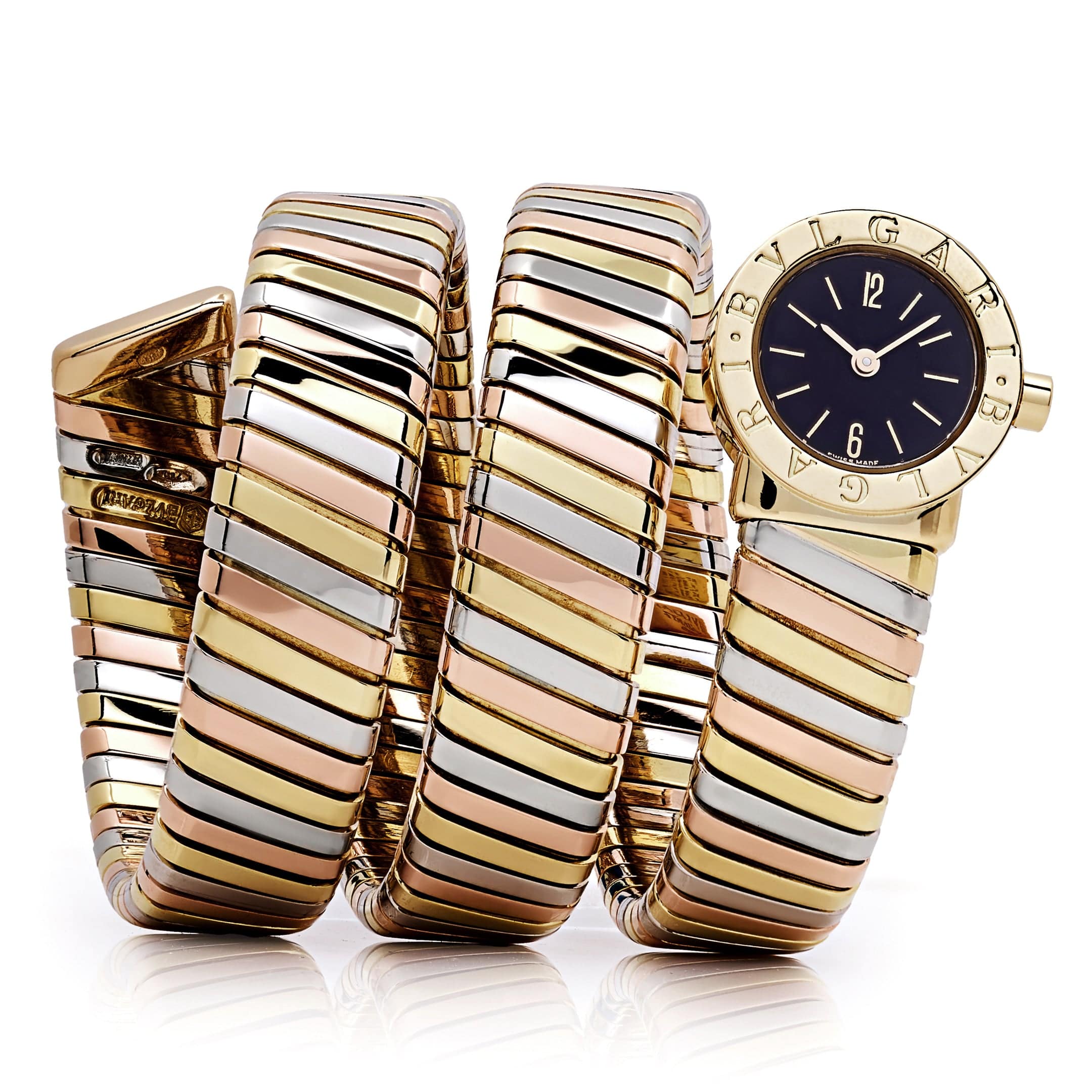BVLGARI Tubogas BB191T 3 Row Tri-Color Quartz