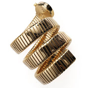 BVLGARI Tubogas BB191T 3 Row Yellow Gold Black Dial Quartz