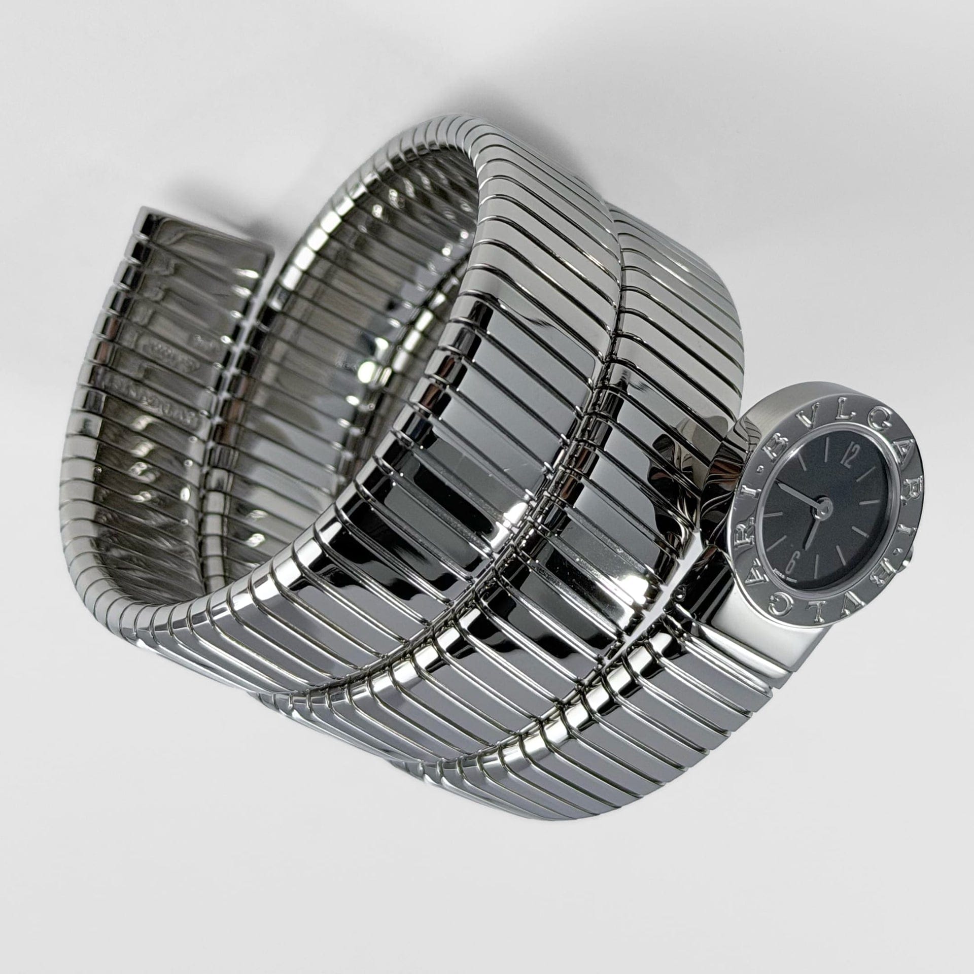 BVLGARI Tubogas BB191TS 3 Row Stainless Steel Black Dial Quartz (2003)