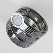 BVLGARI Tubogas BB191TS 3 Row Stainless Steel Black Dial Quartz (2003)