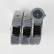 BVLGARI Tubogas BB191TS 3 Row Stainless Steel Black Dial Quartz (2003)