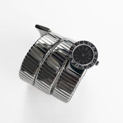 BVLGARI Tubogas BB191TS 3 Row Stainless Steel Black Dial Quartz