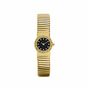 BVLGARI Tubogas BB192TG 1 Row Yellow Gold Black Diamond Dial Quartz