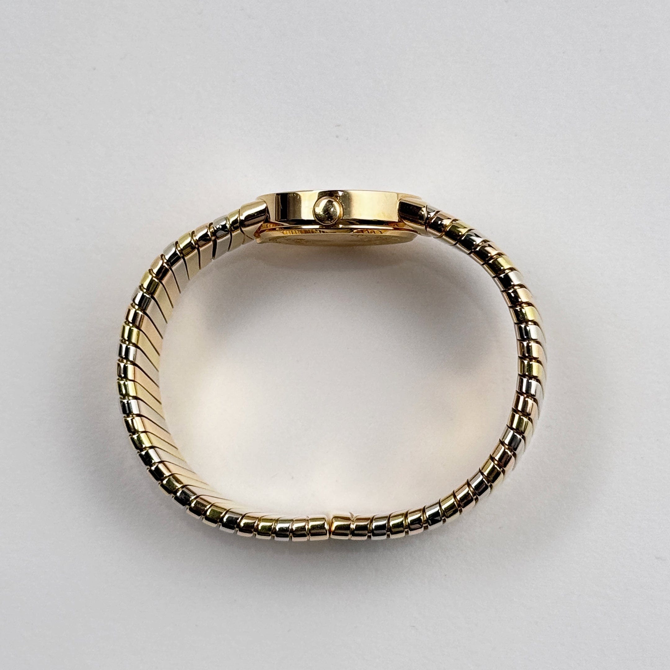 BVLGARI Tubogas BB232T 1 Row Tri Color Black Dial Quartz