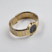 BVLGARI Tubogas BB232T 1 Row Tri Color Black Dial Quartz