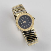 BVLGARI Tubogas BB232T 1 Row Tri Color Black Dial Quartz