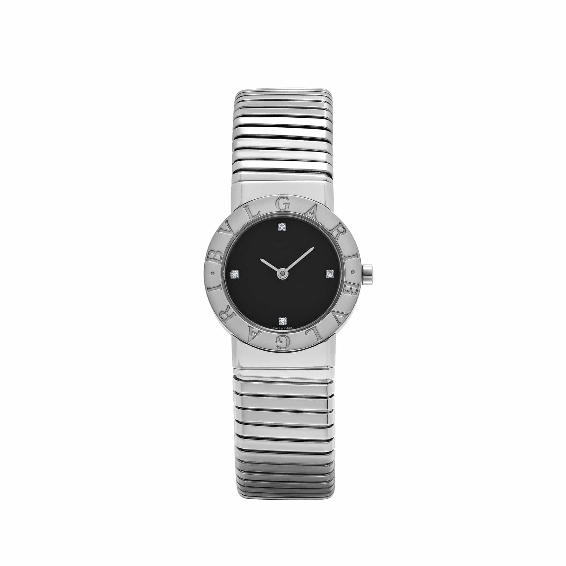 BVLGARI Tubogas BB262TS 'Ladies' Stainless Steel Black Diamond Dial Quartz
