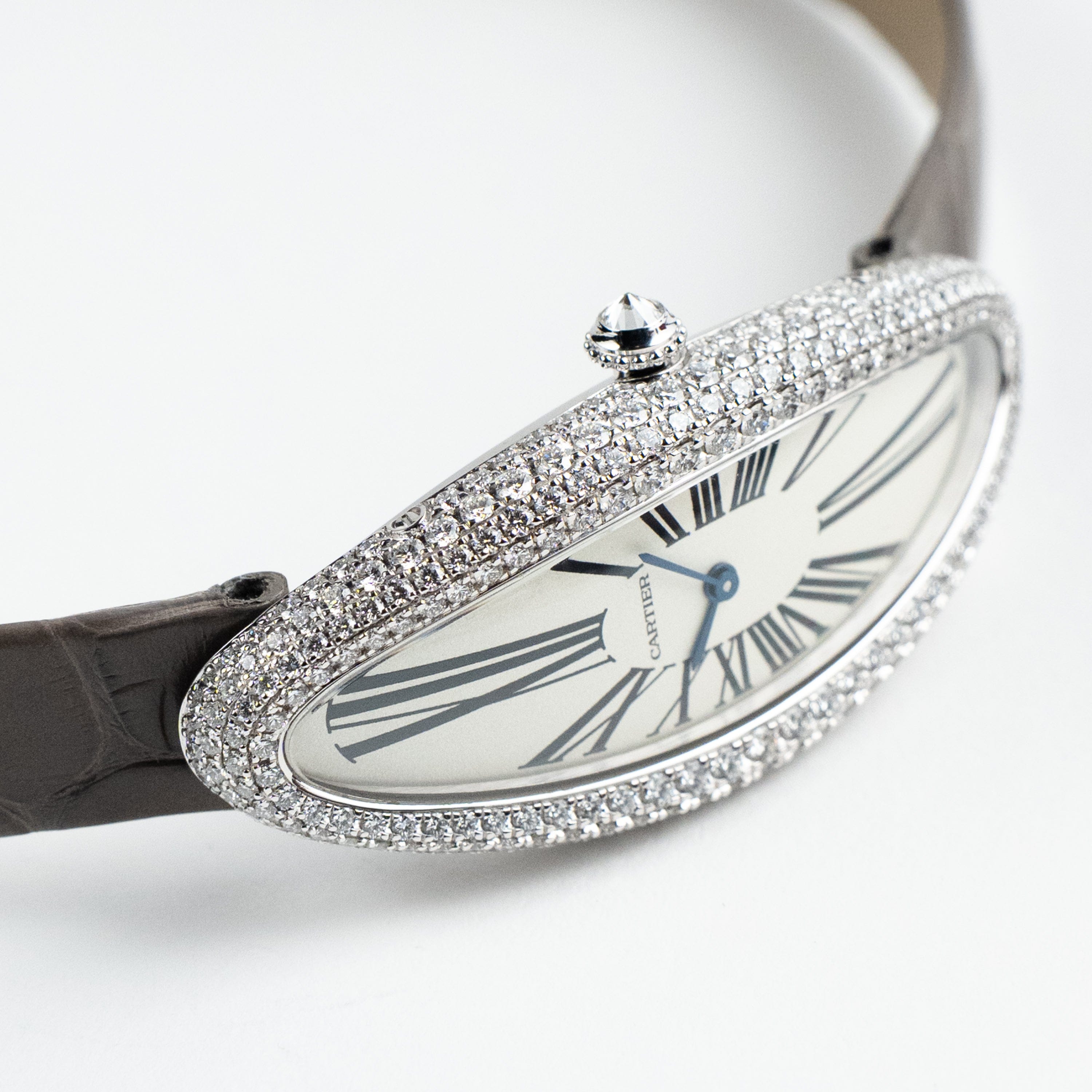 Cartier Baignoire Allongée WJBA0007 White Gold Silver Dial Diamond Bezel (2026)