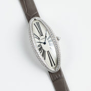Cartier Baignoire Allongée WJBA0007 White Gold Silver Dial Diamond Bezel (2026)