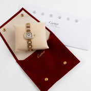 Cartier Ellipse WB6006EE Yellow Gold White Dial Diamond Bezel and Bracelet Quartz