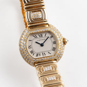 Cartier Ellipse WB6006EE Yellow Gold White Dial Diamond Bezel and Bracelet Quartz