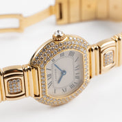 Cartier Ellipse WB6006EE Yellow Gold White Dial Diamond Bezel and Bracelet Quartz