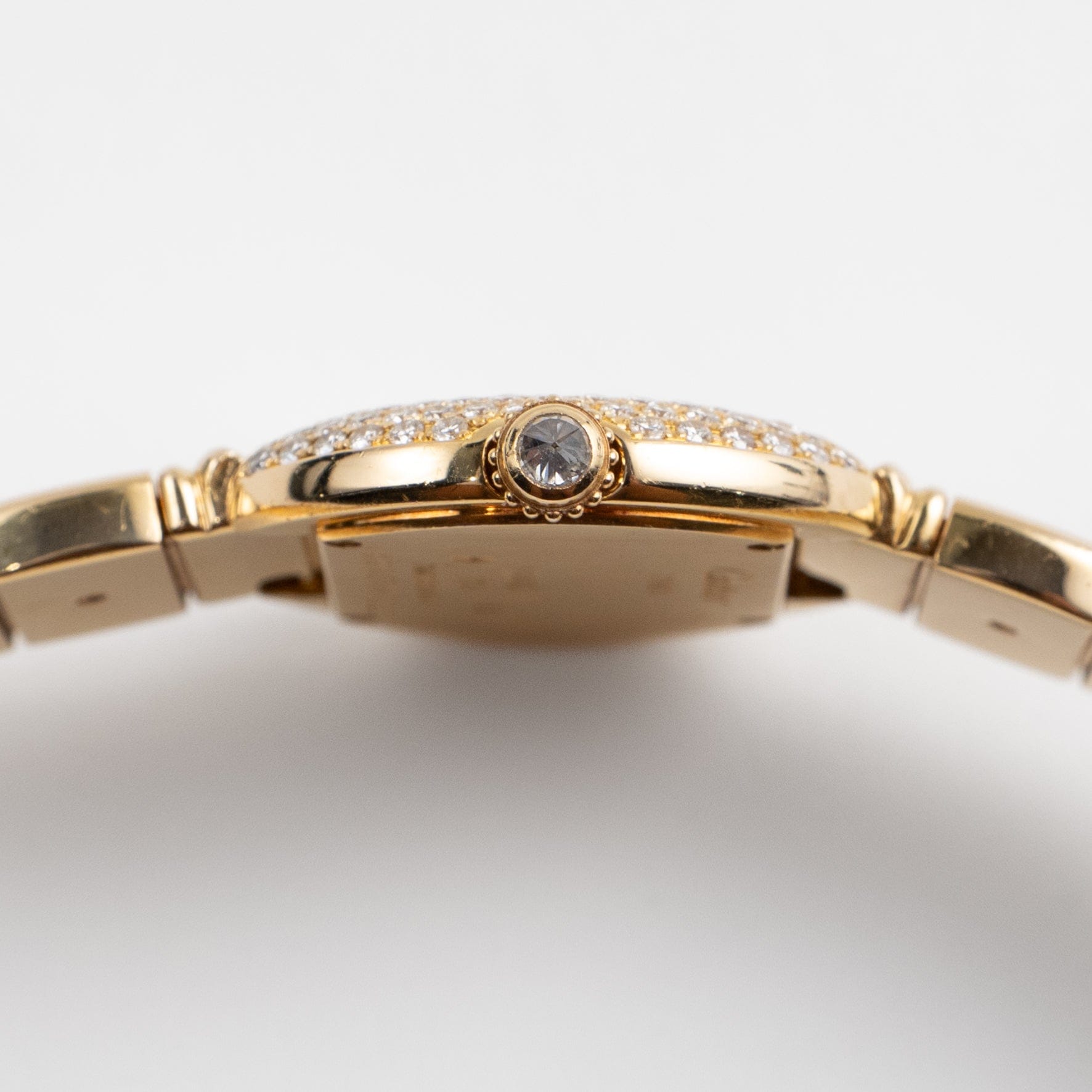Cartier Ellipse WB6006EE Yellow Gold White Dial Diamond Bezel and Bracelet Quartz