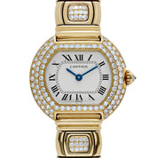 Cartier Ellipse WB6006EE Yellow Gold White Dial Diamond Bezel and Bracelet Quartz