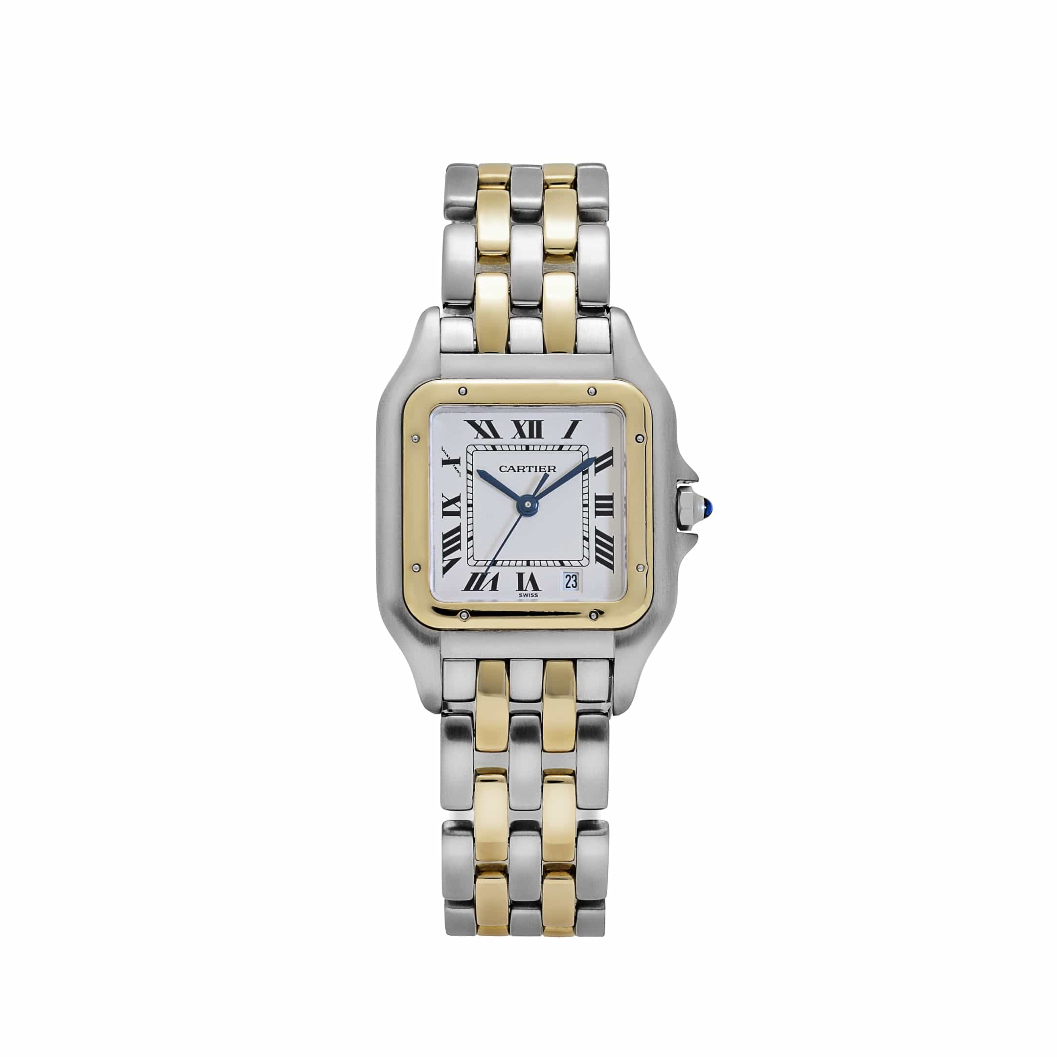 Cartier Panthere 187949 'Ladies' Two Row Midsize Stainless Steel Yellow Gold White Dial Quartz
