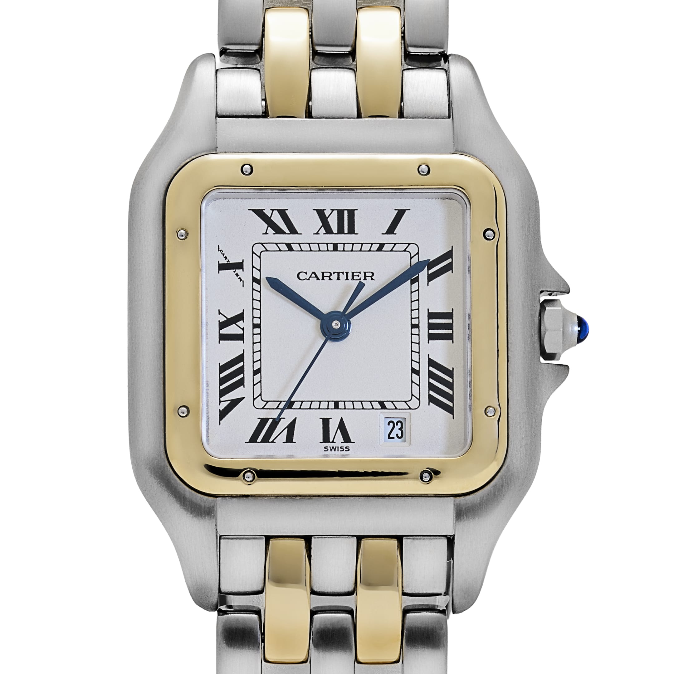 Cartier Panthere 187949 'Ladies' Two Row Midsize Stainless Steel Yellow Gold White Dial Quartz