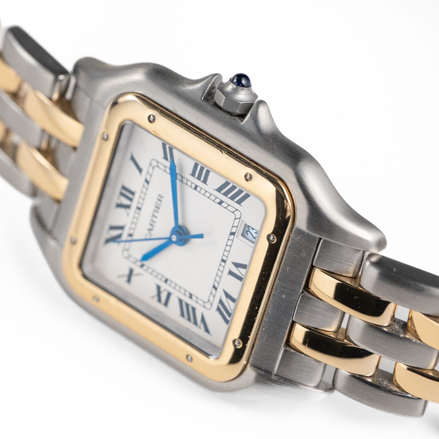 Cartier Panthere 187949 'Ladies' Two Row Midsize Stainless Steel Yellow Gold White Dial Quartz