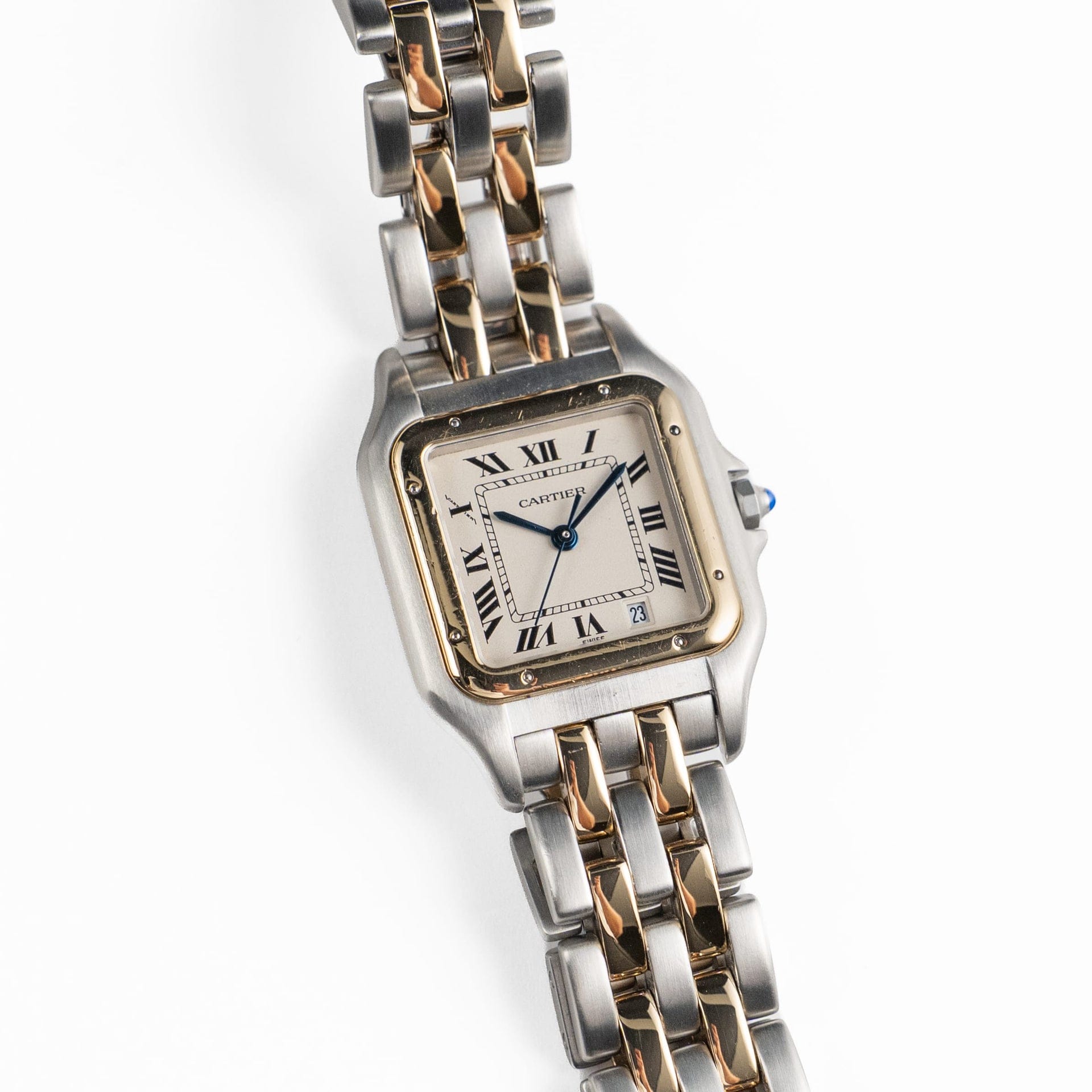 Cartier Panthere 187949 'Ladies' Two Row Midsize Stainless Steel Yellow Gold White Dial Quartz