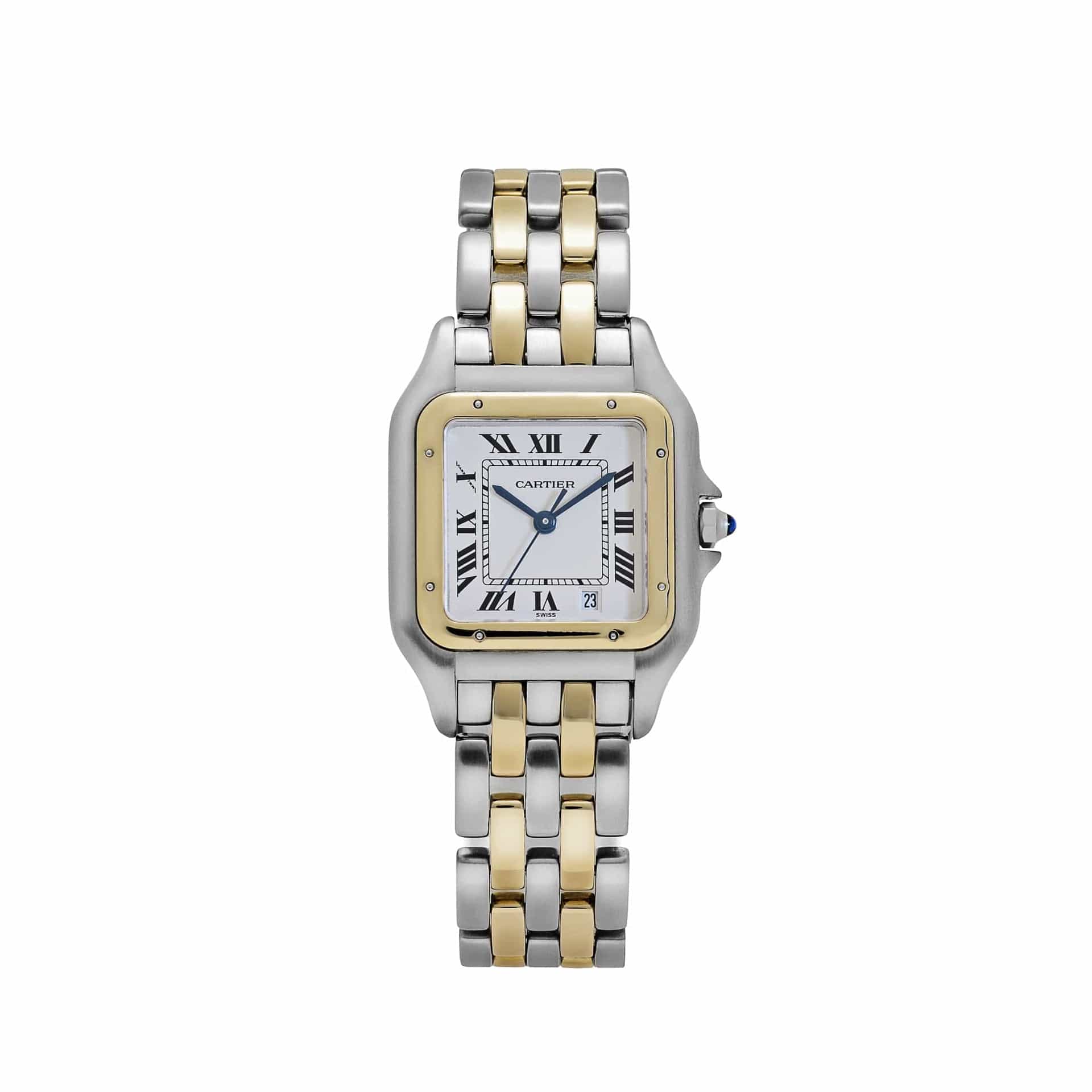 Cartier Panthere 187949 'Ladies' Two Row Midsize Stainless Steel Yellow Gold White Dial Quartz