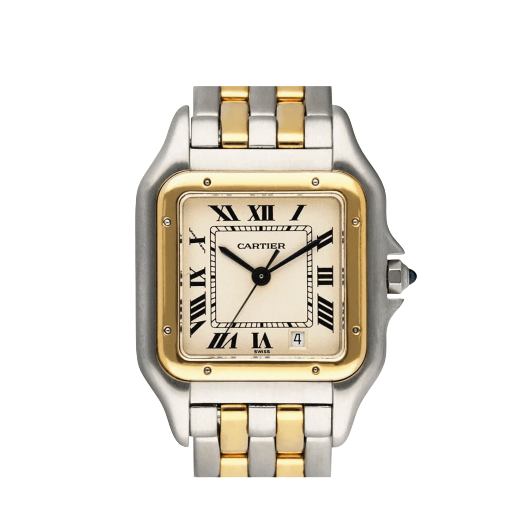 Cartier Panthere 83083242 'Ladies' Two Row Midsize Stainless Steel Yellow Gold White Dial Quartz