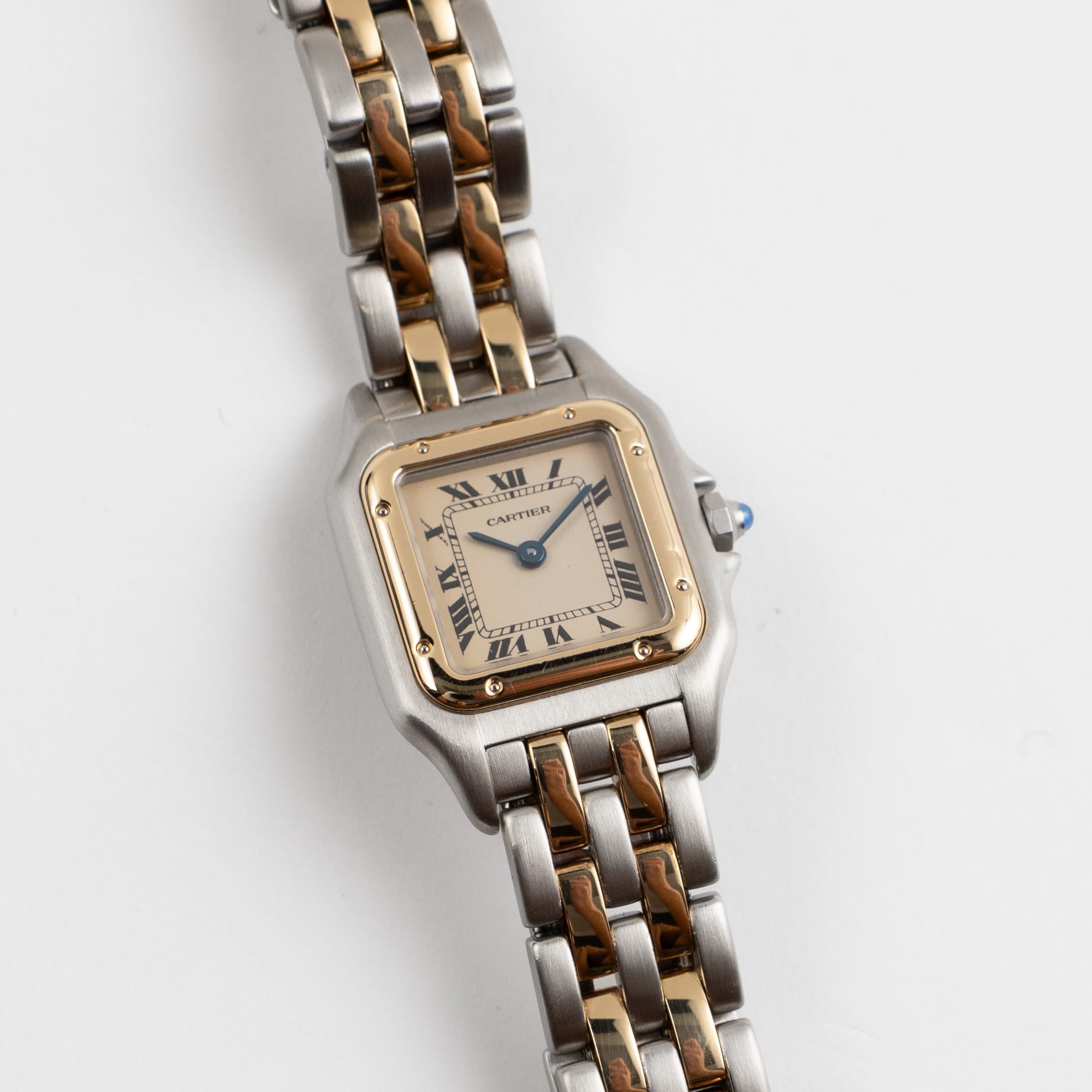 Cartier Panthere 83083242 'Ladies' Two Row Midsize Stainless Steel Yellow Gold White Dial Quartz