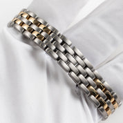 Cartier Panthere 83083242 'Ladies' Two Row Midsize Stainless Steel Yellow Gold White Dial Quartz
