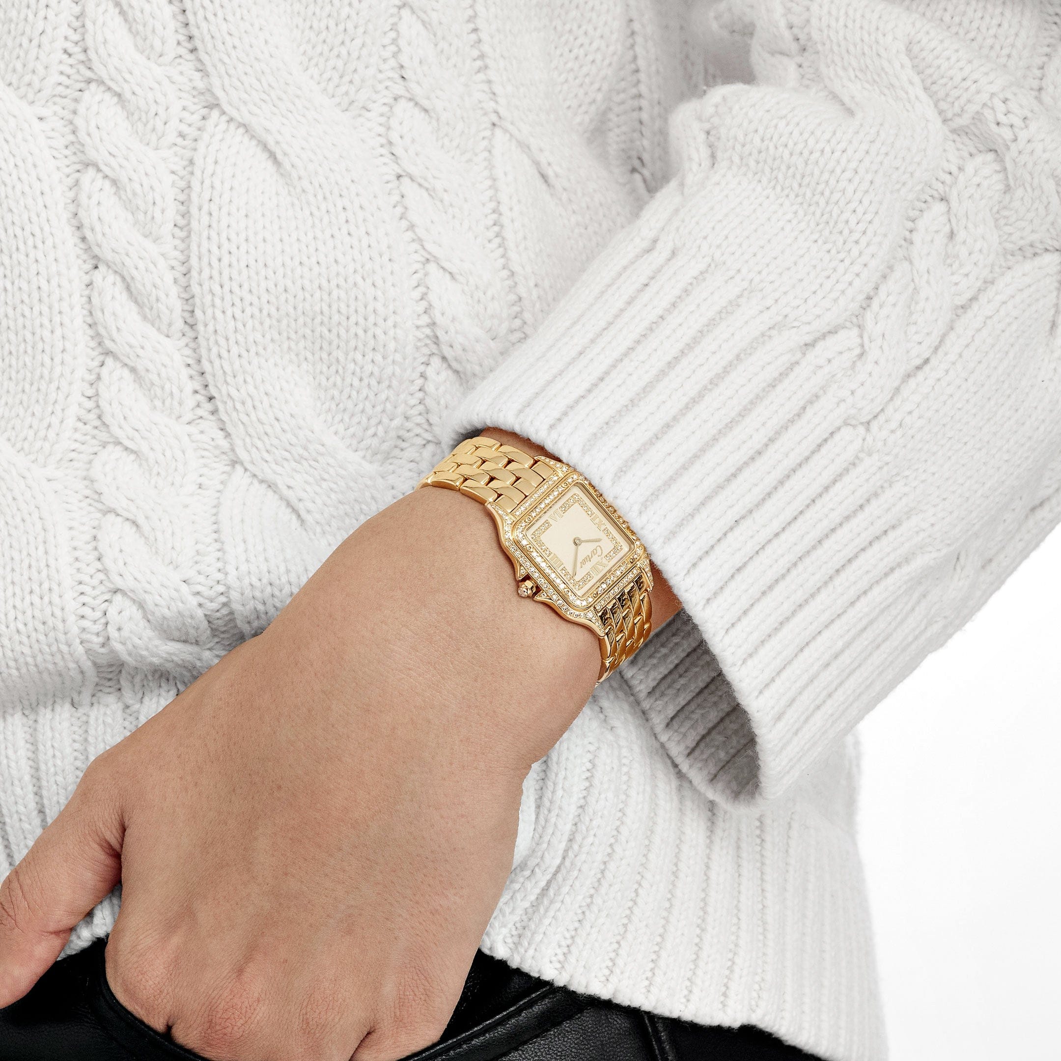 Cartier Panthère 88369 Yellow Gold Diamond-Set Dial Bezel Lugs Quartz