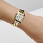 Cartier Panthere 883969 'Ladies' Midsize Yellow Gold White Dial Diamond Bezel Quartz