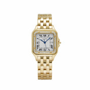 Cartier Panthere 883969 'Ladies' Midsize Yellow Gold White Dial Diamond Bezel Quartz