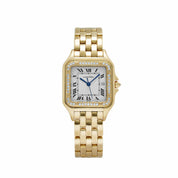 Cartier Panthere 883969 'Ladies' Midsize Yellow Gold White Dial Diamond Bezel Quartz