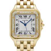 Cartier Panthere 883969 'Ladies' Midsize Yellow Gold White Dial Diamond Bezel Quartz